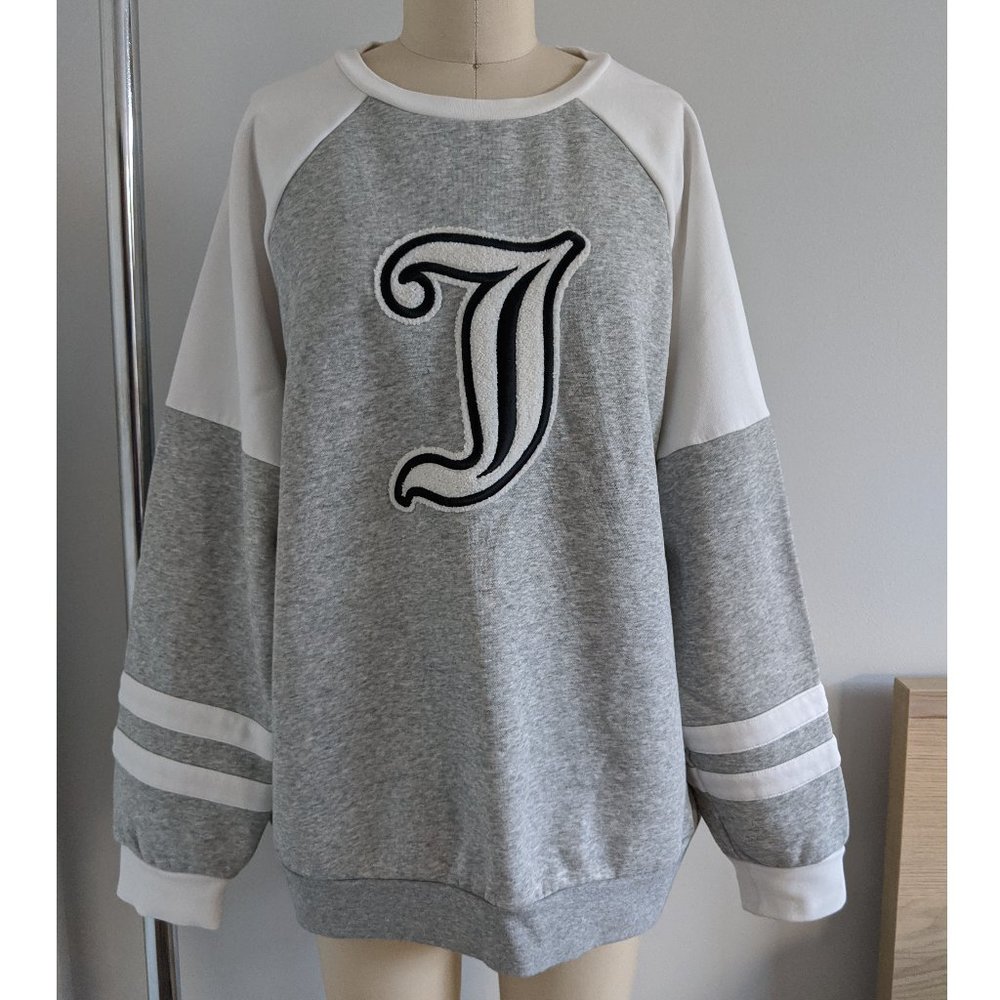 JUICY COUTURE HEATHER GRAY WHITE SWEATSHIRT SIZE M